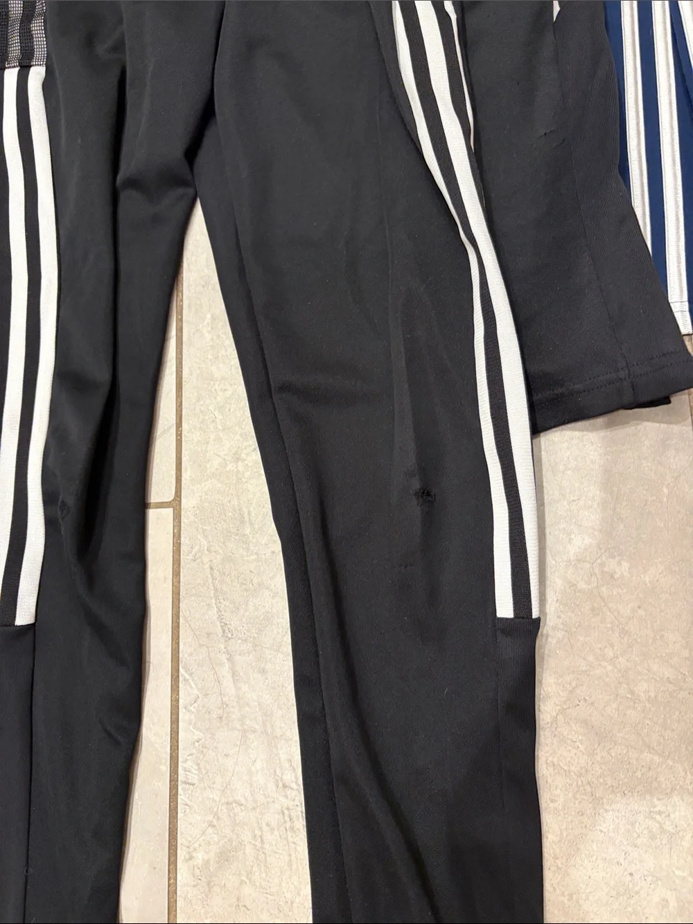 Adidas Kids 4 pair of pants in Black & Navy with White Stripes Medium 11 - 12